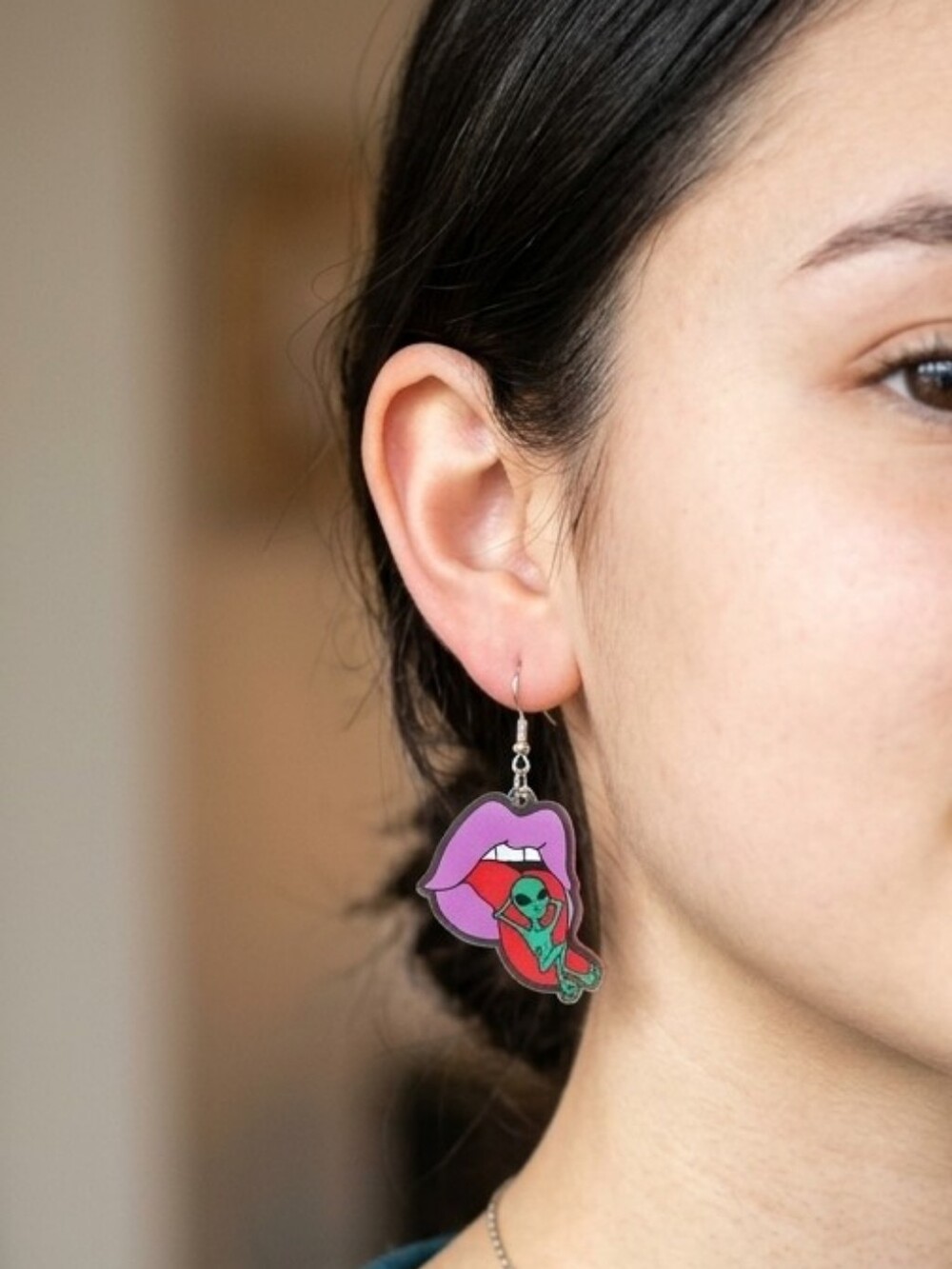 Humorous Alien Design Acrylic Earrings